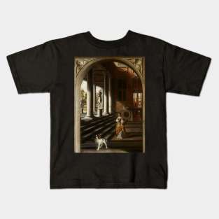 Perspective View with a Woman Reading a Letter by Samuel van Hoogstraten Kids T-Shirt